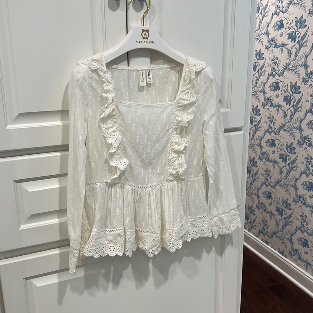 WHITE EYELET ANTHROPOLOGIE BLOUSE